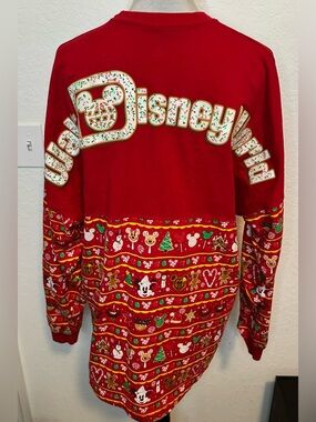 Disney Spirit Jersey Christmas Gingerbread Mickey Red Long Sleeve